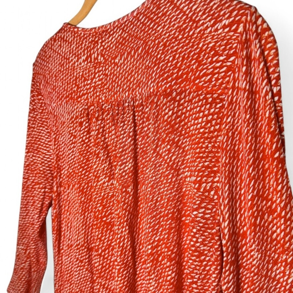 Dalia Women’s V-Neck Stretch Tunic Top Small Orange Red 3/4 Sleeve Summer - Picture 8 of 12
